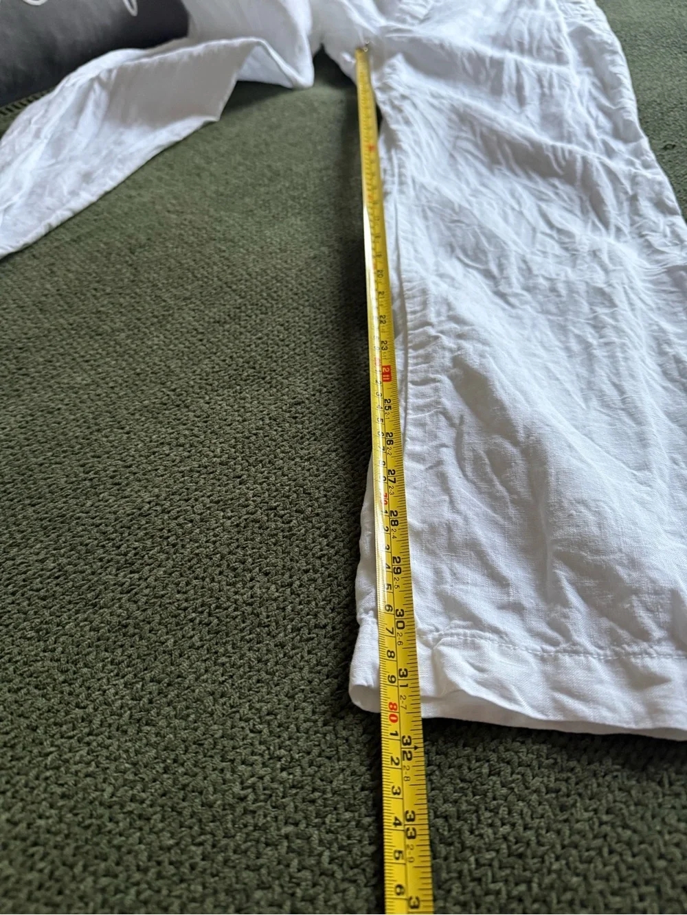 Perry Ellis Men's White Linen Drawstring Chinos Sz 34 Beachy Casual Vacation